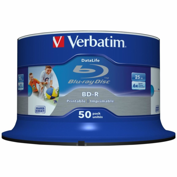 1x50 Verbatim BD-R Blu-Ray 25GB 6x Speed DL Wide Printabl...