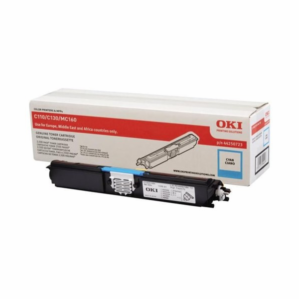 44250723 OKI Toner cyan pre C110/130n (2.500 stran) /MC160