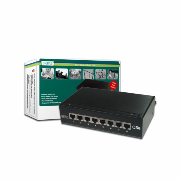 Digitus CAT 5e Desktop Patch Panel, 8 portů 8x RJ45 plně ...