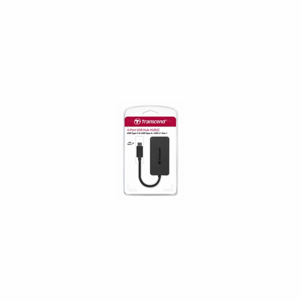 Transcend HUB2C, USB-C/4-Port USB 3.1 Gen 1, černý