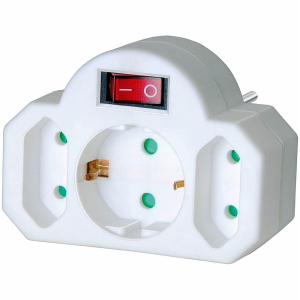 Adapterstecker Euro 2+Schutzkontakt 1 mit Schalter, Steck...