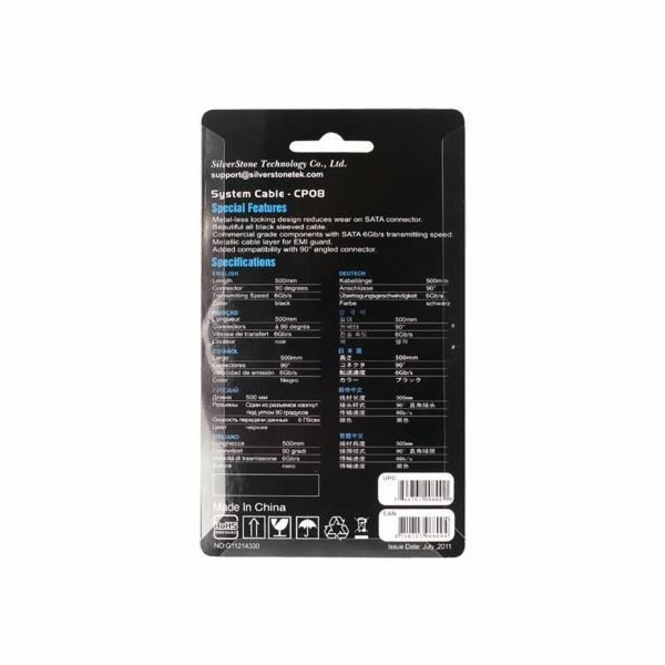 SilverStone CP08 90° SATA-III, kabel