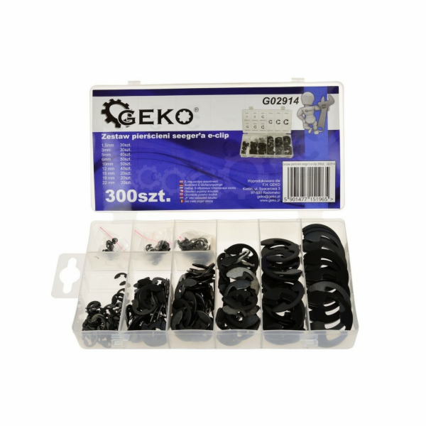 GEKO Sada kroužků seegerů e-clip 300 ks GEKO