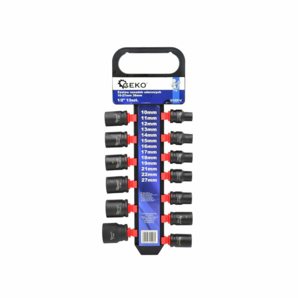 GEKO Sada 13 nástrčných rázových hlavic 1/2" 10-27mm 38mm...