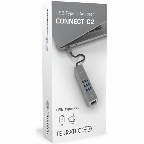 HUB USB TerraTec Connect C2 1x RJ-45 + 3x USB-A 3.0 (251735)