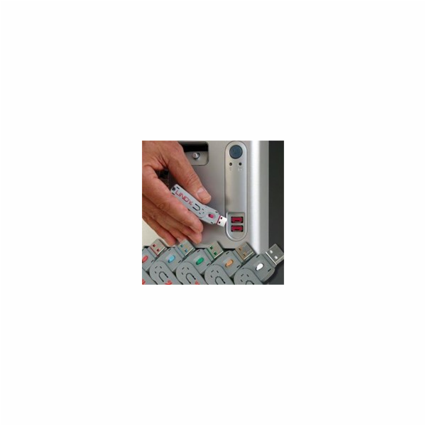 Lindy Záslepka pro USB A port, 4ks + klíč, modrá