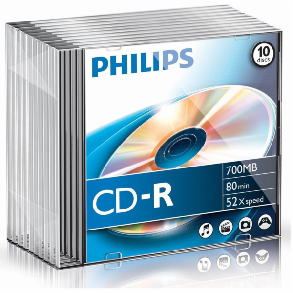 1x10 Philips CD-R 80Min 700MB 52x SL