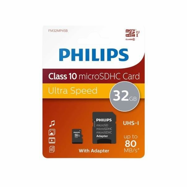 Philips MicroSDHC Card      32GB Class 10 UHS-I U1 vc. Ad...