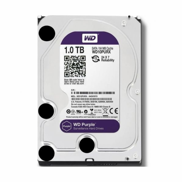 WD 1TB, SATAIII, 5400rpm, WD10PURZ interní HDD