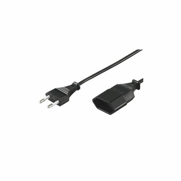PREMIUMCORD Kabel síťový 230V, prodlužovací dvojvidlice,  2m