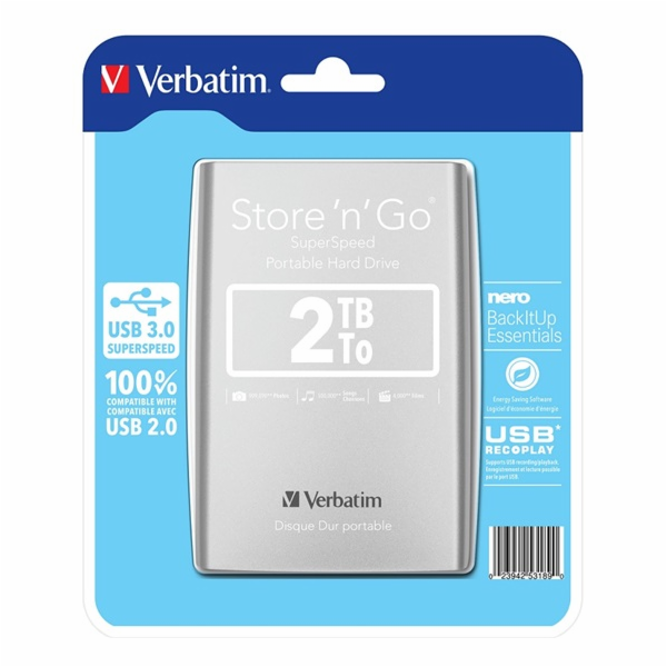 VERBATIM Store'n'Go 2TB Silver (53189)