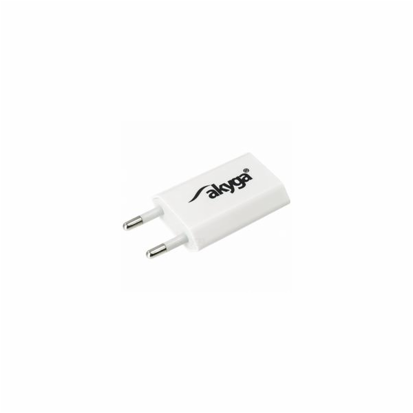 Akyga Síťová USB nabíječka 240V 1000mA 1xUSB bílá