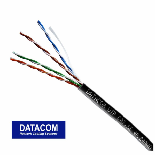 DATACOM OUTDOOR UTP drát CAT5E PE, venkovní, Fca 100m černý