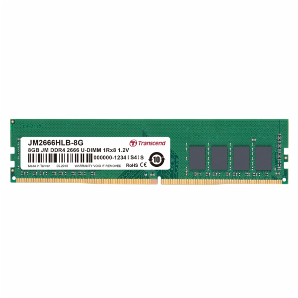 TRANSCEND DIMM DDR4 8GB 2666MHz 1Rx8 1Gx8 CL19 1.2V