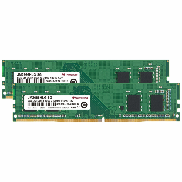 TRANSCEND DIMM DDR4 16GB (Kit of 2) 2666MHz 1Rx16 1Gx16 C...