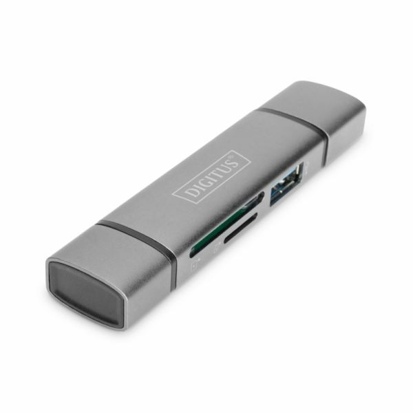 Digitus dvojitá čtečka karet OTG (USB-C + USB 3.0) 1x SD,...