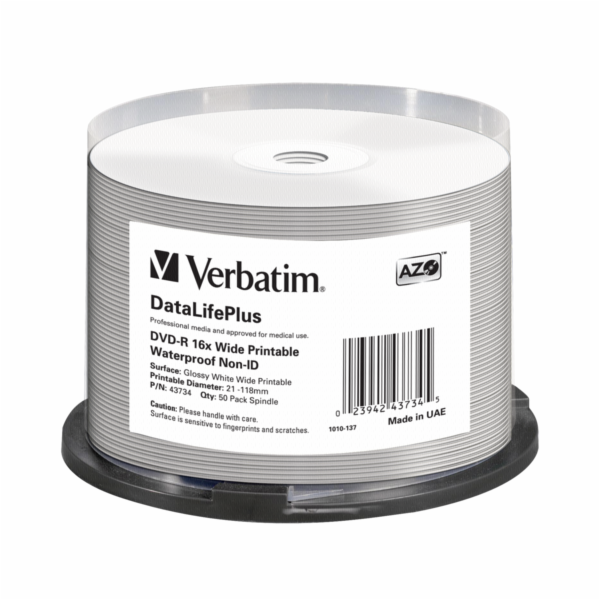 VERBATIM DVD-R 4,7GB/ 16x/ WIDE GLOSSY WATERPROOF/ printa...