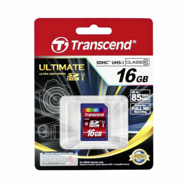 TRANSCEND SDHC Class 10 UHS-I, 600X, 16GB (Ultimate)