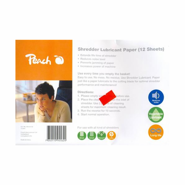 PEACH Olejový papír pro údržbu skartovaček Shredder Servi...