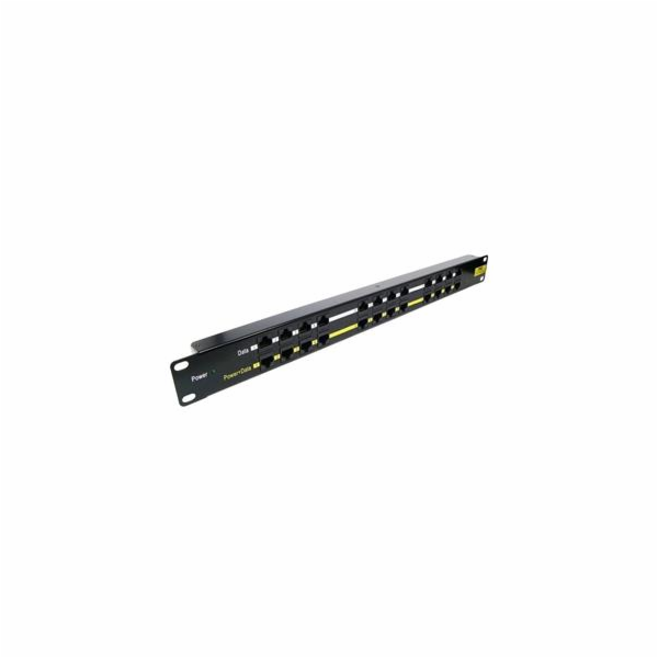 Patch panel POE UTP cat.5e 12p 1U Black, 19" rack