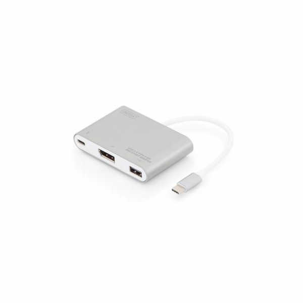 DIGITUS USB Type-C 4K DisplayPort Multiport Adapter, 3-Port