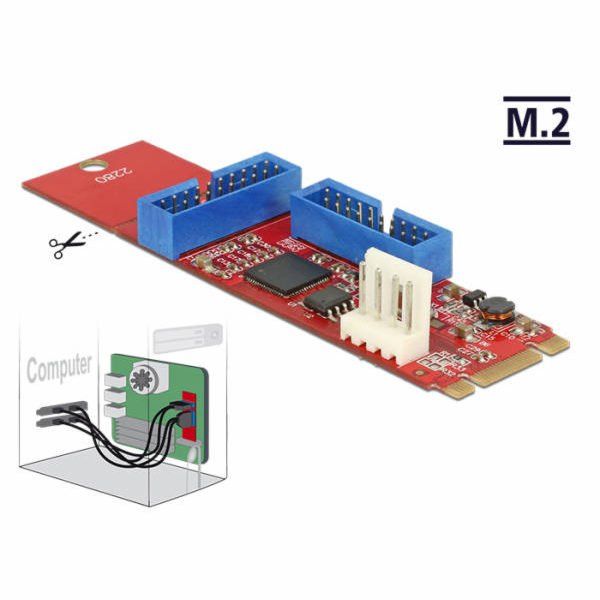 DeLOCK M.2 Key B+M zástrčka > 2 x USB 3.0 header zástrčka...