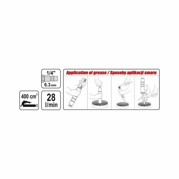 Yato Pneumatická mazací pistole 400ml (YT-07055)