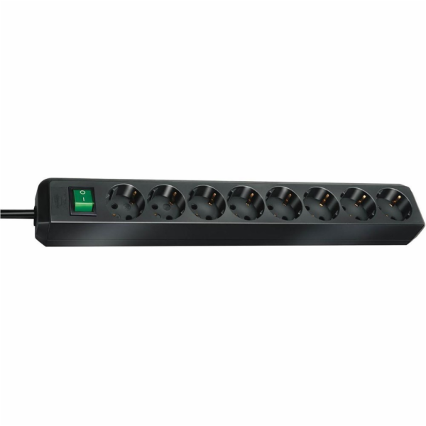 Brennenstuhl ECO-Line 8-nas. rozdvojka cerna 3m + vypinac
