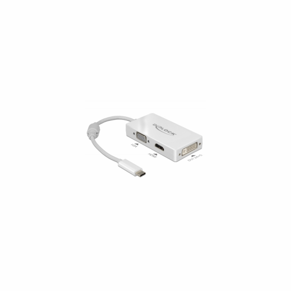 DeLOCK USB adaptér, USB-C zástrčka > VGA + HDMI + DVI zás...