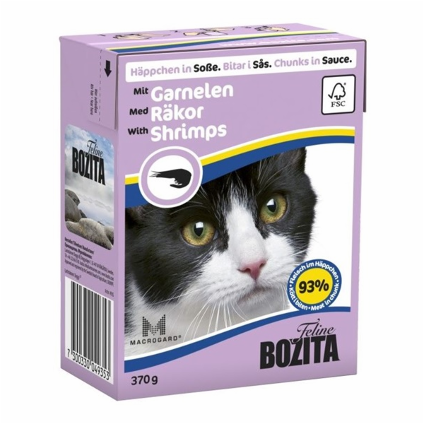 BOZITA Krevety v omáčce - mokré krmivo pro kočky - 370g