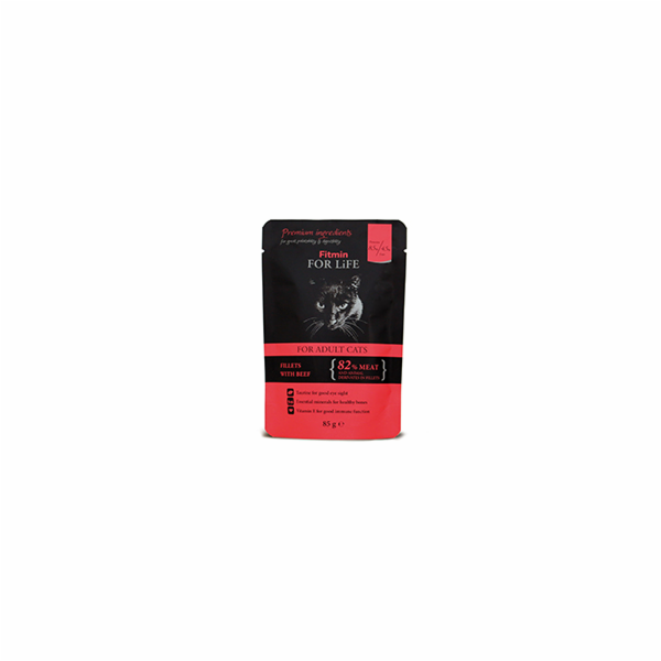FITMIN For Life Adult Beef - mokré krmivo pro kočky - 85 g