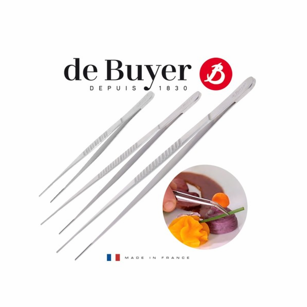 Zdobící pinzeta de Buyer, 4238.25, rovná, nerez, servírov...