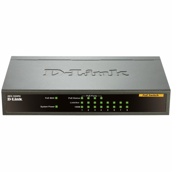 D-Link DES-1008PA, vypínač