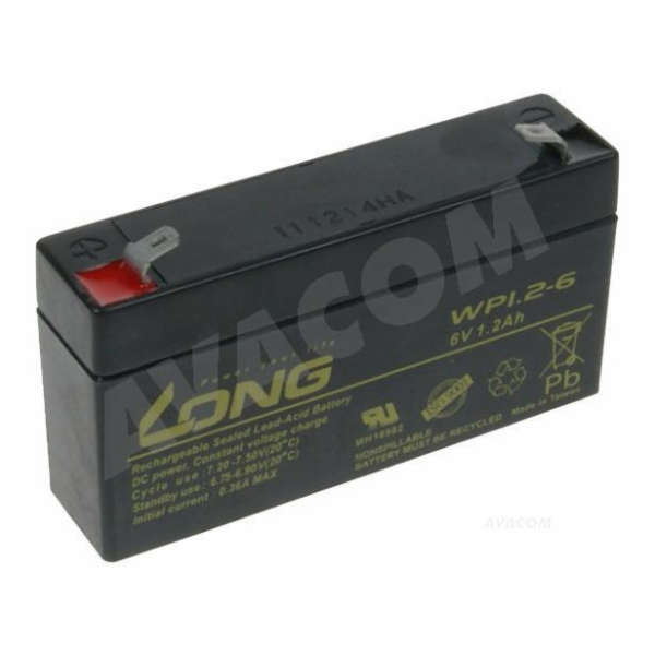 Baterie Avacom Long 6V 1,2Ah olověný akumulátor F1