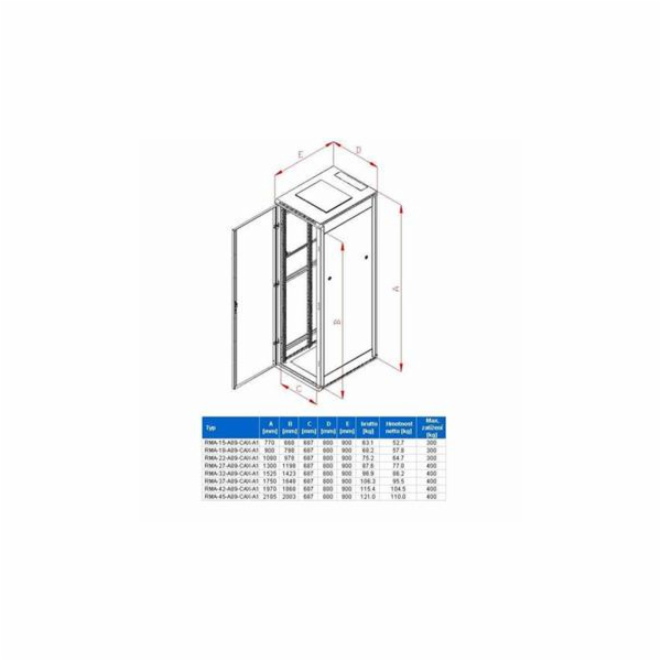 Rack Triton 19   stojanový 32U/800x900 prosklené dveře, šedý