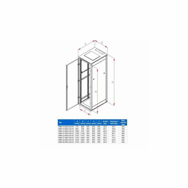 Rack Triton 19   stojanový 22U/800x600 prosklené dveře, šedý