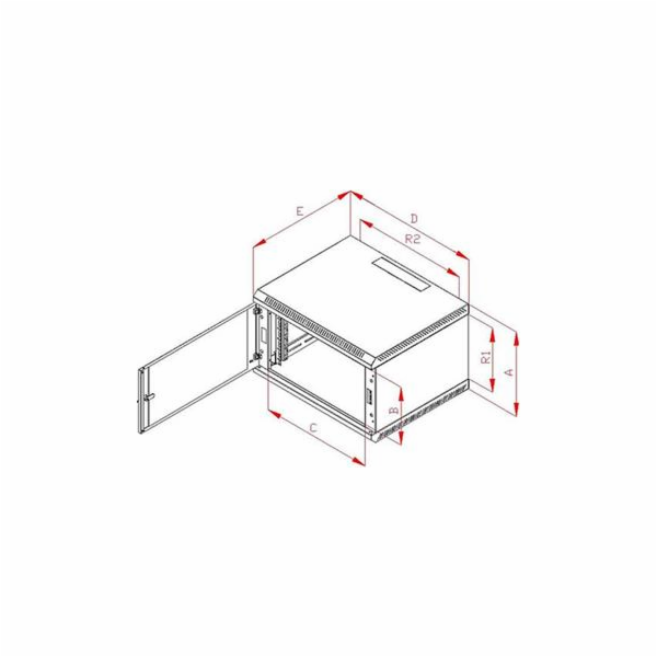 Rack Triton 19" jednodílný 9U/500mm plechové dveře, šedý