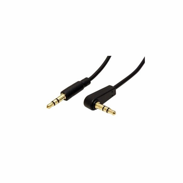 Kabel jack 3,5M - jack 3,5M lomený konektor 90°, 1,5m, černý
