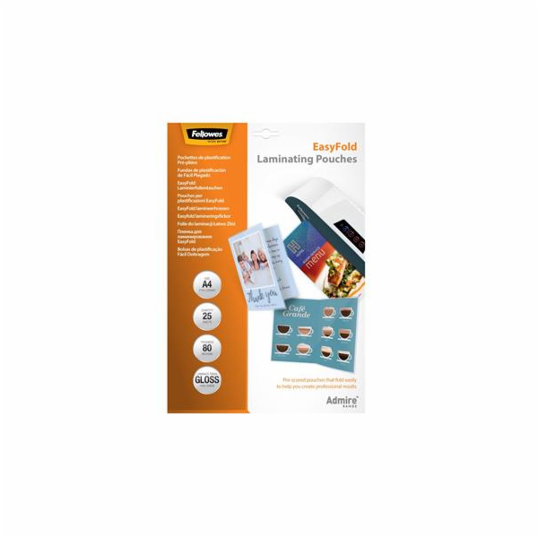 Laminovací fólie Fellowes EasyFold A4, 80mic, lesklé 25ks 