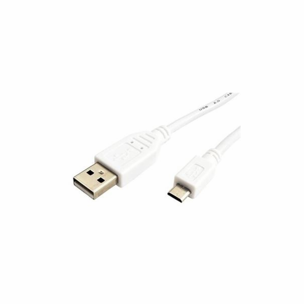 Kabel USBA(M) - microUSB B(M), 5pinů 1,8 m, bílý