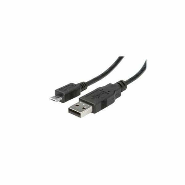 Kabel USBA(M) - microUSB B(M), 5pinů 0,8 m, černý