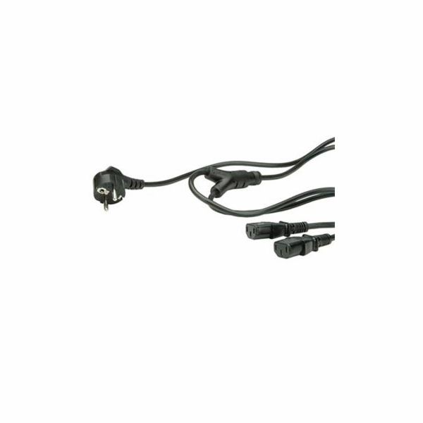 Kabel 220V rozdvojka na 2x PC 220V 3pin(F) 2m