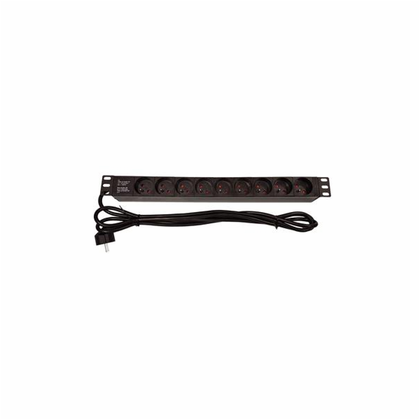 19" rozvodný panel LEXI-Net 9x230V, kabel 3m, 1U