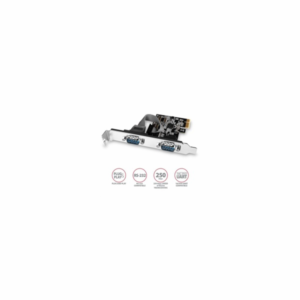 AXAGON PCEA-S2N, PCIe řadič - 2x sériový port (RS232) 250...