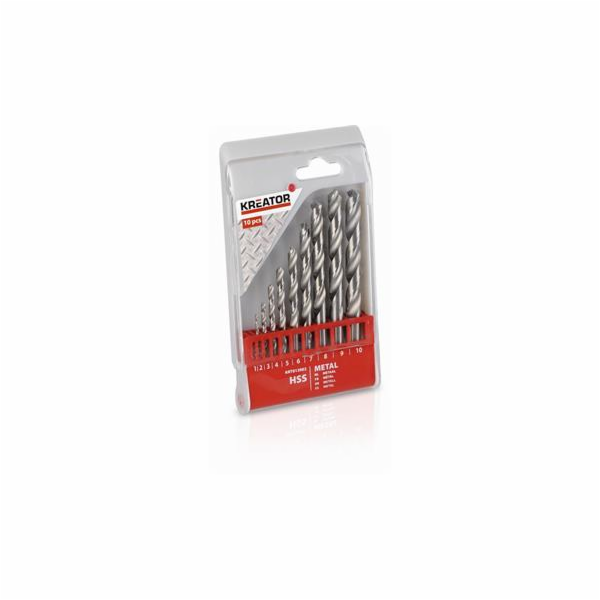 Sada vrtáků Kreator KRT012002 10 ks HSS do kovu 1-10 mm