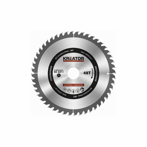 Pilový kotouč Kreator KRT020421 na dřevo 210mm, 48T