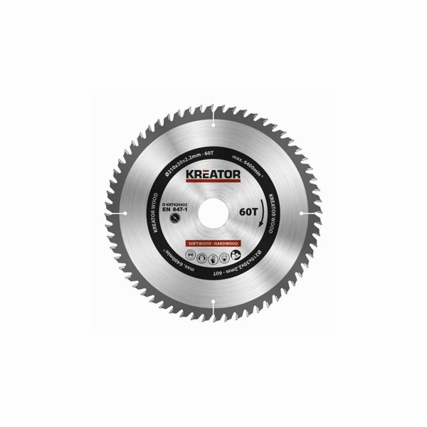 Pilový kotouč Kreator KRT020422 na dřevo 210mm, 60T