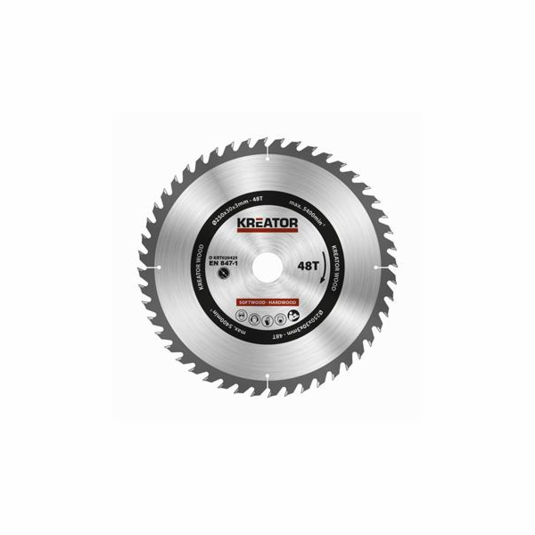 Pilový kotouč Kreator KRT020425 na dřevo 250mm, 48T