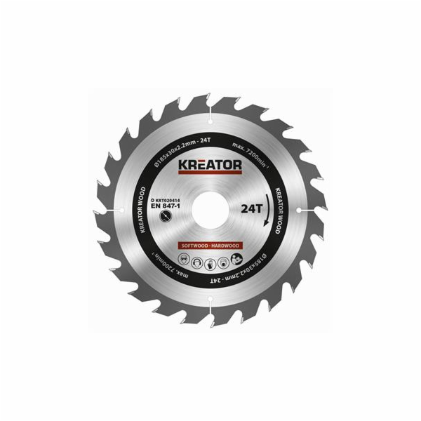 Pilový kotouč Kreator KRT020414 na dřevo 185mm, 24T