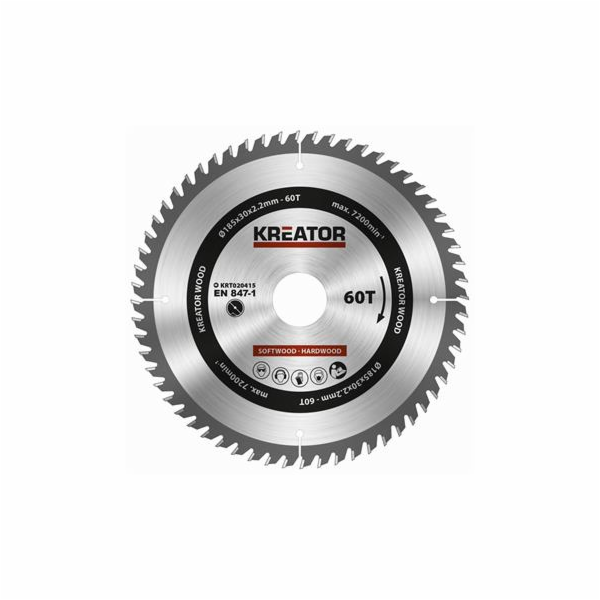 Pilový kotouč Kreator KRT020415 na dřevo 185mm, 60T